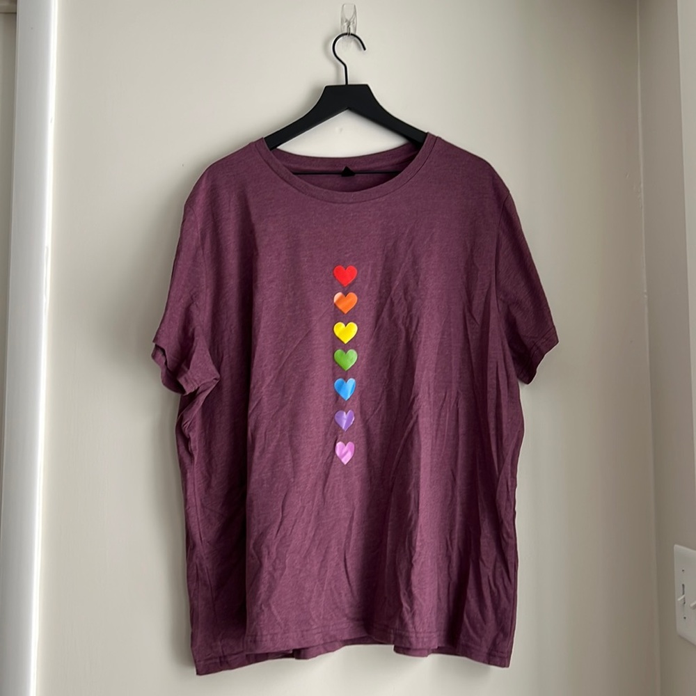 Purple rainbow hearts tee